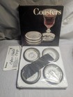 Vintage Crystal Glass Silver Plate Coaster ashtray Set By Leonard Italy Set Of 4