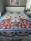  moody Peacocks  Vintage Double Peacock Blue Chenille Bedspread 88x96 pretty
