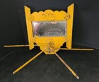 Antique Oak Wood Wall Shaving Mirror With Accordion 4 Towel Rack