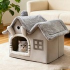 New Cozy Fleece Eave Pet Cave Warm Bed Small Dog Cat Hideaway Foldable House
