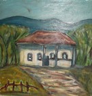 Vintage Expressionist Oil Painting Landscape House Signed