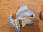 Norcrest  Kissing Fish Ceramic Wall Hanger Pink And Blue Qty 2