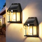 2 Pack Led Solar Wall Light Pir Motion Sensor Outdoor Garden Yard Security Lamp