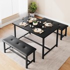 Dining Set For 4 Wood Top Table And 2 Pu Leather Upholstered Bench Small Kitchen