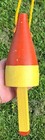 Vintage Painted Decorative Wood Fishing Net Float Buoy Rope Loop  Red   Yellow