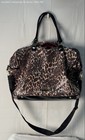 Betsey Johnson Leopard Print Sequin Weekender Duffle Bag Black Patent Trim