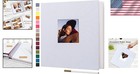 Customizable Linen Photo Album - 40 Blank Pages  Metallic Pen Included  White
