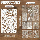 12pcs Large Art Stencils For Crafts Reusable  Net Wood Grain Flower Painting Ste