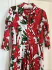 Samantha Sung Shirt Dress Fit   Flare  Sz 6  Red Holiday  Christmas Holly
