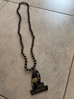 Vintage Zulu Warrior Beads Necklace  Mardi Gras New Orleans Black gold Pendant
