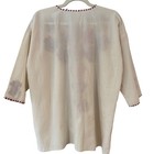 Vintage Mexican Blouse Womens Cream Embroidered Peasant Floral Boho Tunic Top
