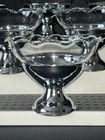 Mcm Retro Mid Century 6pc Ripple Edge Glass Insert Silver Aluminum Sherbet Cups