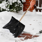 37 18 In  Wood Handle And Plastic Blade D-grip Snow Shovel And Pusher