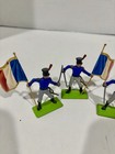 Lot Of 3 Britains Deetail 1971 French Napoleonic Waterloo Flag Bearers Soldiers