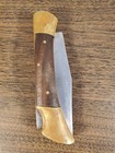 Vintage Ino Pakistan Folding Lockback Pocket Knife Stainless Wood Brass