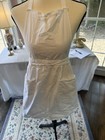 Vintage White Apron Tie-up Embellishment Pockets Kitchen Couture Cottage Core