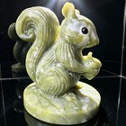Natural Stone Squirrel Figurine Carved Gemstone Sculpture Collectible Home Decor