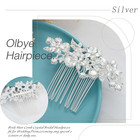Wedding Hair Comb Rhinestone Bridal Pieces Flower Silver Crystal Headpiece For B