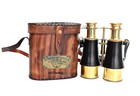 Victorian Brass Finish Maritime Leather Binocular With Box 