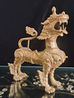 Vintage Bronze Foo Fu Lion Dog Statue 12    Oriental Guardian Sculpture
