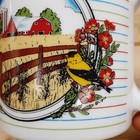 Iowa Vintage Rainbow Stripe 10 Oz Mug   Farm Scene  Wild Roses  Goldfinch  Lipco