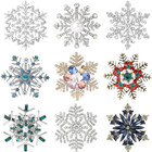 Luxury Christmas Snowflake Brooch Pin Crystal Rhinestone Fall Autumn Jewelrygift