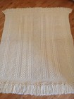 Handmade Cable Knit Afghan Throw Blanket 54x68 Intricate Pattern Solid Cream New