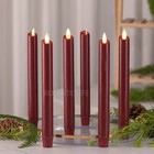 9 5  Luminara Flameless Led Taper Candles W remote Moving Flame Burgundy 6pcs