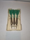 Vintage Brass Dart Set With Green Flights - Steel Tip - 30g 