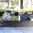 Dal Rossi Italy Silver Titanium Chess Set On 20  Carbon Fibre Shiny Finish Board
