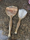 Vintage Victorian Style Vanity Hand Mirror And Brush Set Silver And Gold Tone
