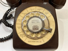 Vintage 70s 80s Itt Desk Phone Brown Rotary Dial Phone