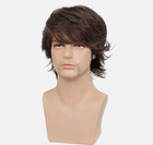 8 Inch Human Hair New Short Dark Brown Layered Men s Wigs