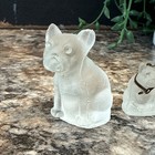 Vintage Czechoslovakia Cracker Jack Satin Glass Dogs Miniature Set If 3 Read