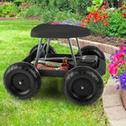 2 42 Cu  Ft  Plastic Gardening Stool-black Rolling Garden Seat With Wheels And S