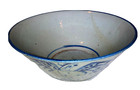 Vintage Blue Gray Taiwanese Rooster Qing Stoneware Bowl  9  X 4  - As Is