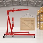 Red 2 Ton Hydraulic Crane Folding Engine Hoist Heavy Duty 6 Caster Wheels