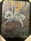 Vintage Foil Art Unicorn Fantasy Art Foil Print 1980s Wall Hanging Framed 8x10