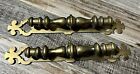 Drawer Pulls  2  Very Large Antique Brass 10    Backplates W Heavy 4   c-c Handles