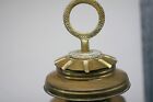 Vtg Hanging Brass Candle Holder Lamp Lantern Clear Etched Glass Indoor Outdoor