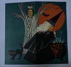 Vintage Hallmark Halloween Invitation Card     Great Graphics Witch Owl Cat Bat