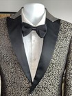  229 Mens Zara Man Gold   Black Jacquard Print Tuxedo Jacket  Sz  38 Us