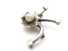 Artisan Pearl Brooch Pin Sterling Silver  White Pearl 6mm Vintage Jewelry