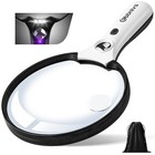 Large Illuminated Magnifying Glass With 3 Led   Uv Light  Handheld Magnifier For