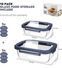 Borohouse 10pack Glass Food Storage Containers With Tempered Lids     Borosilic   