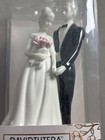 David Tutera Bride   Groom Wedding Cake Topper Figurine Pink   White Roses