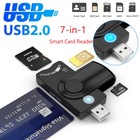 7-in-1 Usb 2 0 Smart Card Reader Micro Tf Sd Sim Id Memory Adapter For Pc Laptop