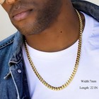 7mm 18k Real Gold Plated Cuban Link Chain For Men  Mens Stainless Steel Gold    