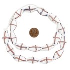 White Java French Cross Beads 13mm Indonesia Bicone Glass Large Hole