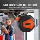 Retractable Air Hose Reel 3 8 In X 50 Ft Hybrid Enclosed Air Hose 300 Psi